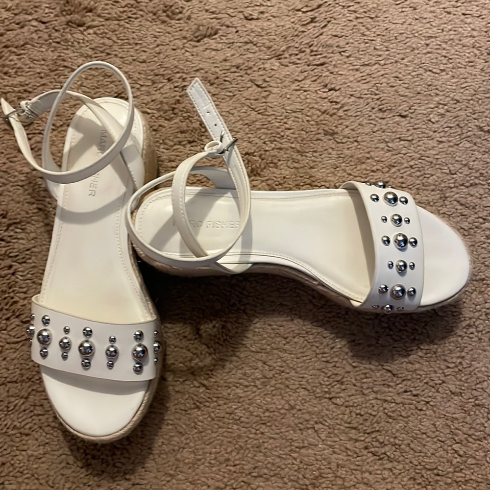 Marc Fisher White Platform Sandals